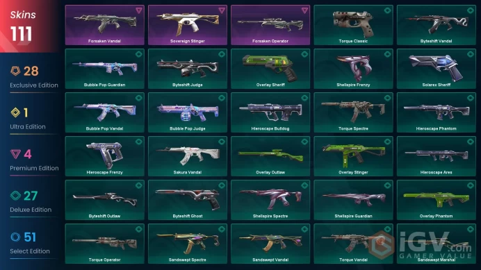 EU/TUR 83620 VP 111 SKINS VCT 2025 Karambit VCT25 x LEV Classic Magepunk Sparkswitch Forsaken Vandal Divergence Vandal Imperium Operator
