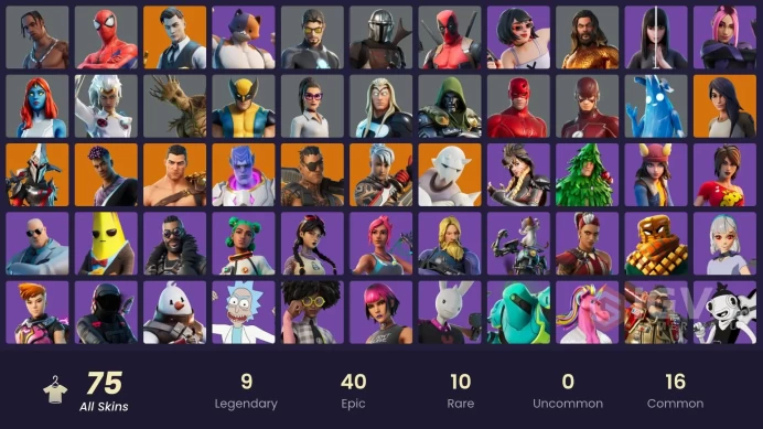 (PC PSN XBOX) 75 skins | Travis Scott | Gold Meowscles | Gold Brutus | Gold Midas | Tart Tycoon | Point Patroller | Menace | Fade | Gear Special