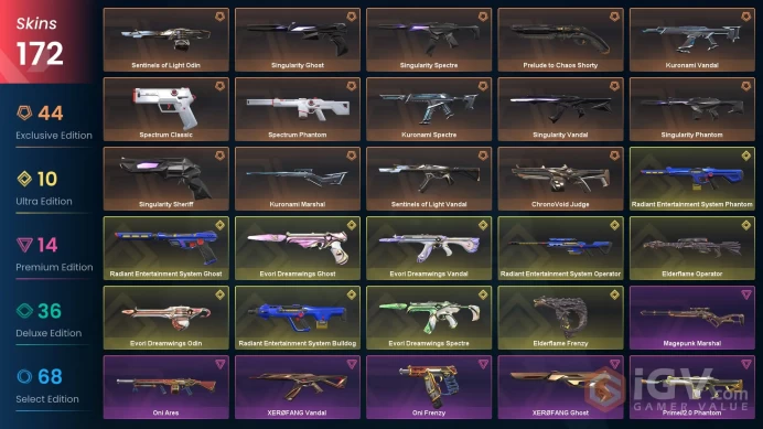 EU/TUR 177790 VP 172 SKINS Evori Dreamwings Bundle Kuronami Bundle VCT LOCK//IN Misericórdia Evori's Spellcaster Luna's Descent Spectrum Phantom