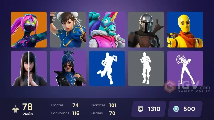 (PC PSN XBOX) 78 skins | Polo Prodigy | MAIL CHANGE / CHUN-LI / GALAXY SCOUNT / Kado Thorne | Era | Menace | Valeria | Predator | Optimus Prime