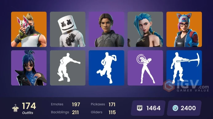 (PC PSN XBOX) 172 skins | Arcane Jinx | Arcane Vi | Calamity | Vendetta | Raptor | Valeria | Enforcer | Drift | Ragnarok | A.I.M. | Catalyst | S