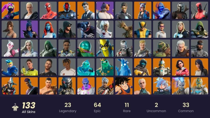(PC PSN XBOX) 133 skins | Gold Brutus | Gold Midas | Fixer | Sultura | Fusion | Valeria | Predator | Ronin | Eternal Knight | Menace | Fade | Th
