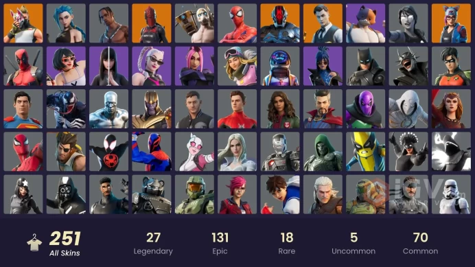 Full Access 245 skins | Travis Scott | Astro Jack | Master Chief (Matte Black) | Arcane Vi | Arcane Jinx | Eddie Brock