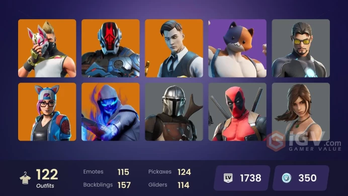 (PC PSN XBOX) 122 skins | Gold Midas | Tart Tycoon | Calamity | Fusion | Blackheart | Joltara | Hybrid | Drift | Ronin | Eternal Knight | Snap |