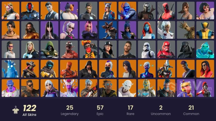 (PC PSN XBOX) 122 skins | Gold Midas | Tart Tycoon | Calamity | Fusion | Blackheart | Joltara | Hybrid | Drift | Ronin | Eternal Knight | Snap |
