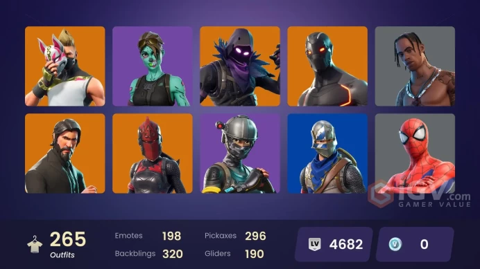 Full Access 264 skins | OG STW | Travis Scott | Merry Mint Axe | The Reaper | Elite Agent | Blue Team Leader | Royale Knight | Take The L