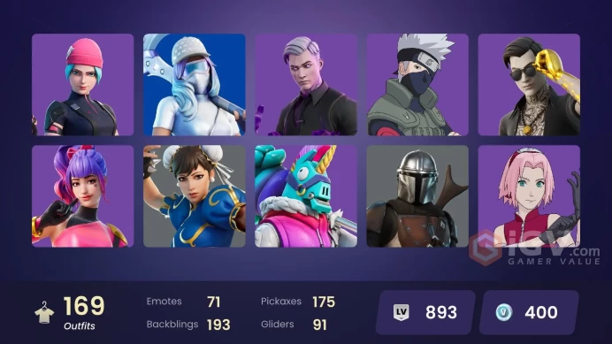 Full Access 165 skins | Wildcat | Snake Eyes | Naruto Uzumaki | Mike Lowrey | Piccolo | Vi | Kymera | P.A.N.D.A Team Leader | Spectra Knight