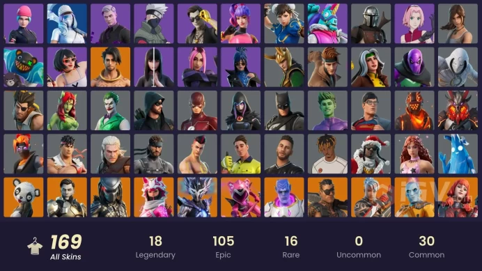 Full Access 165 skins | Wildcat | Snake Eyes | Naruto Uzumaki | Mike Lowrey | Piccolo | Vi | Kymera | P.A.N.D.A Team Leader | Spectra Knight