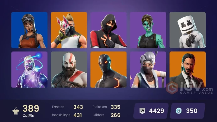 Full access 378 skins | OG STW | IKONIK | Galaxy | Gold Kratos | Gold Midas | Tart Tycoon | Blue Striker | Elite Zadie | Trailblazer
