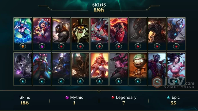 Southeast Asia Black Alistar - Young Ryze - Victorious Orianna - Lv 299 | 171 Champs | 186 Skins FULL ACCESS A138
