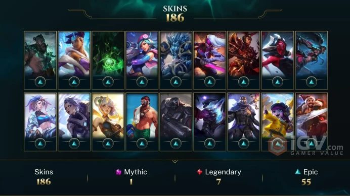 Southeast Asia Black Alistar - Young Ryze - Victorious Orianna - Lv 299 | 171 Champs | 186 Skins FULL ACCESS A138
