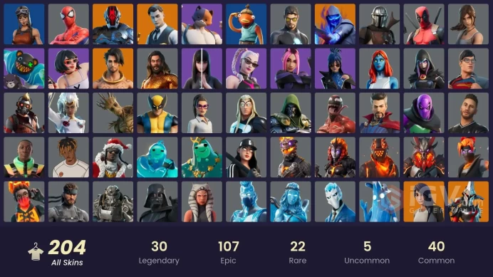 [PC/PSN/XBOX] 204 skins | Renegade Raider | Gold TNTina | Gold Brutus ...