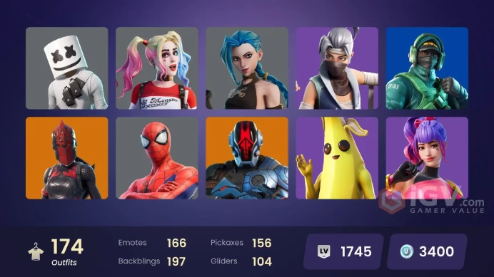 PC/PSN/Xbox/Nintendo 174 skins | OG STW Arcane Jinx | Arcane Vi | Trilogy | Sultura | Point Patroller | Cloud Striker | Fixer | Carbon Commando 