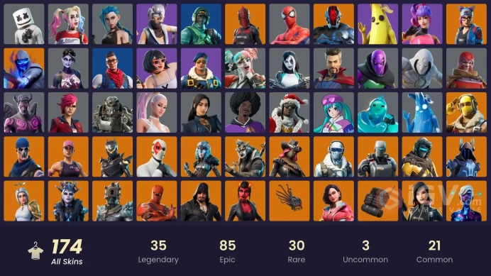 PC/PSN/Xbox/Nintendo 174 skins | OG STW Arcane Jinx | Arcane Vi | Trilogy | Sultura | Point Patroller | Cloud Striker | Fixer | Carbon Commando 