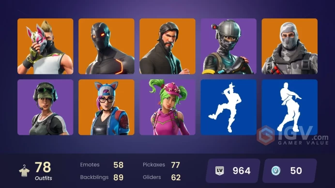 78 skins/full access/the reaper/elite agent/take the l/deluxe stw/freestylin/rambunctious/mako/battle bus banner/drift stage 5