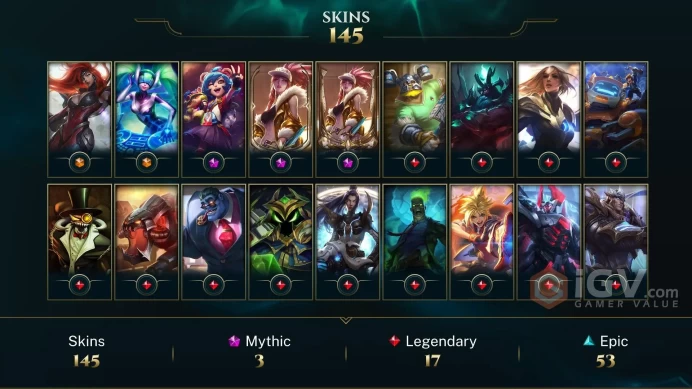 Latin America North Gun Goddess Miss Fortune - DJ Sona - Prestige K/DA Akali (2022) - Lv 266 | 133 Champs | 145 Skins FULL ACCESS A400
