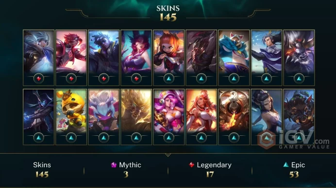 Latin America North Gun Goddess Miss Fortune - DJ Sona - Prestige K/DA Akali (2022) - Lv 266 | 133 Champs | 145 Skins FULL ACCESS A400