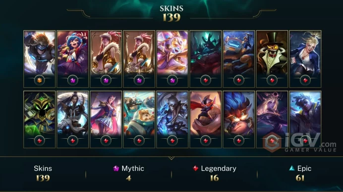 Latin America North Victorious Blitzcrank - Pulsefire Ezreal - Prestige K/DA Akali (2022) - Lv 289 | 160 Champs | 139 Skins FULL ACCESS A429