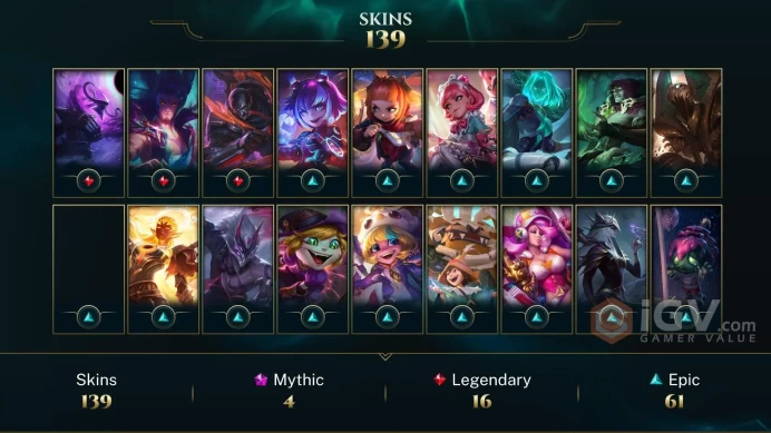 Latin America North Victorious Blitzcrank - Pulsefire Ezreal - Prestige K/DA Akali (2022) - Lv 289 | 160 Champs | 139 Skins FULL ACCESS A429