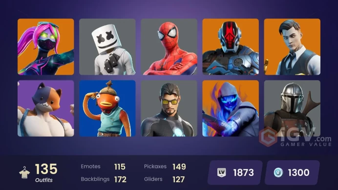 (PC PSN XBOX) 135 skins | Gold Midas | Gold Brutus | Master Chief (Matte Black) | LARA CROFT / MARSHMELLO / SON GOKU / GALAXIA / Naruto Uzumaki 