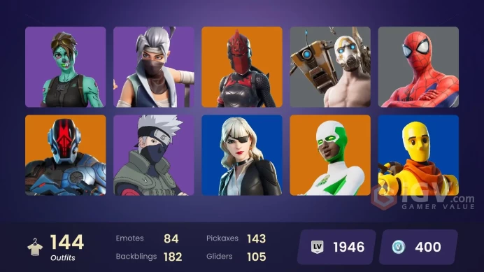 PC/PSN/Xbox/Nintendo 144 skins | Leviathan Axe | Psycho Bandit | Naruto Uzumaki | Kata Captain | The Origin | Malik | Red Knight | Joey | Era | 