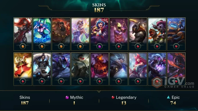 Europe West Spirit Guard Udyr - Gun Goddess Miss Fortune - Elementalist Lux - Lv 277 | 169 Champs | 187 Skins FULL ACCESS A617