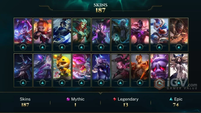 Europe West Spirit Guard Udyr - Gun Goddess Miss Fortune - Elementalist Lux - Lv 277 | 169 Champs | 187 Skins FULL ACCESS A617