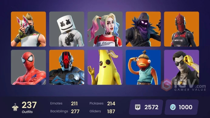 (PC PSN XBOX) 237 skins | The Mummy | Frankenstein's Monster | Valeria | The Origin | Malik | Wild Card | Driftwalker | Blackheart | Deadeye | M