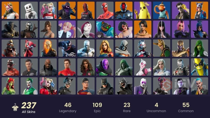 (PC PSN XBOX) 237 skins | The Mummy | Frankenstein's Monster | Valeria | The Origin | Malik | Wild Card | Driftwalker | Blackheart | Deadeye | M