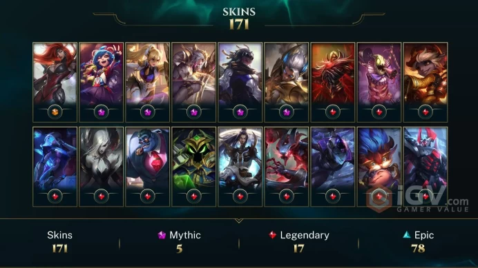 LAS EMAIL CHANGEABLE 156 CHAMPIONS 171 SKINS + 96 INVENTORY 