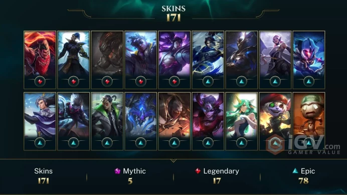 LAS EMAIL CHANGEABLE 156 CHAMPIONS 171 SKINS + 96 INVENTORY 