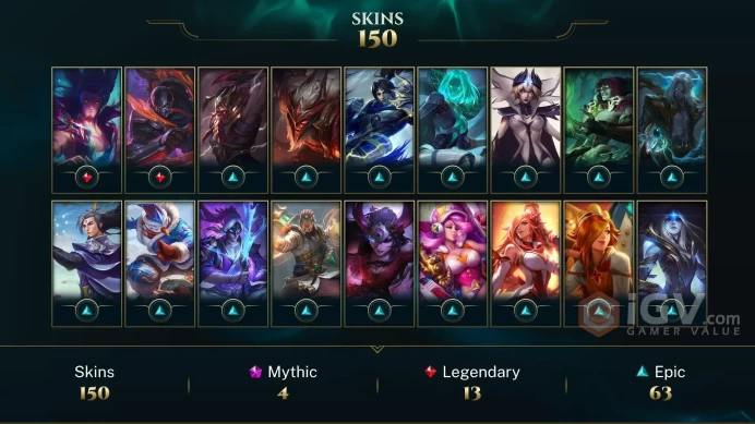 NA EMAIL CHANGEABLE 131 CHAMPIONS 150 SKINS hextech renekton+jarvan prestige garen 8.6KOE Last play 2023