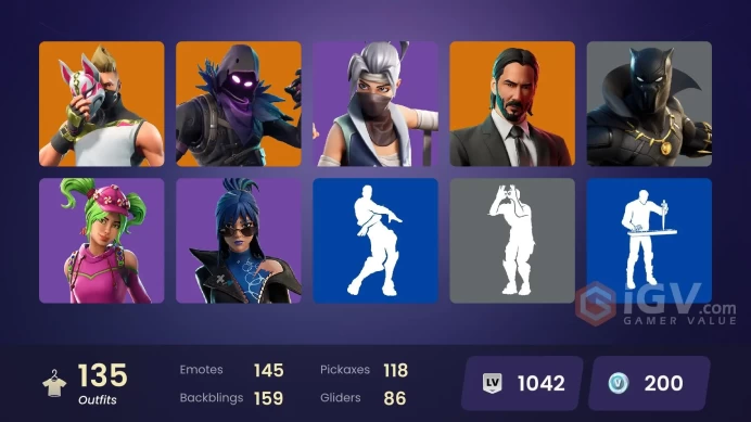 [XBOX/SWITCH/PC] - 135 skins | Rogue Agent | Deadeye | Valeria | Inferno | Raptor | Era | Peter Griffin | John Wick | Carbide | Spectra Knight |