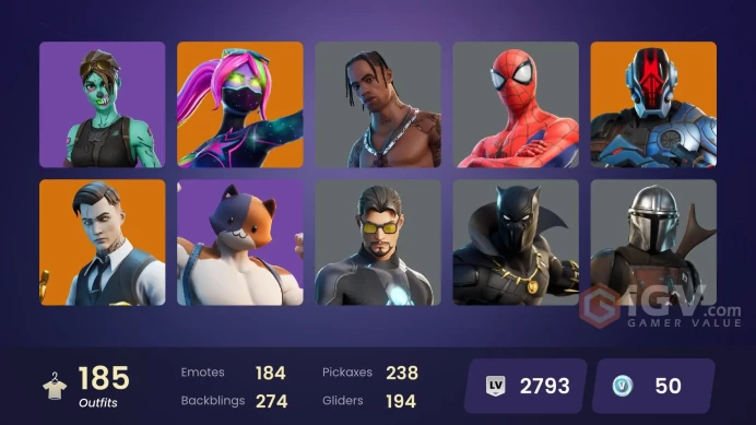 PC/PSN/Xbox/Nintendo 185 skins | Travis Scott | Lina Scorch | Astro Jack | Gold Midas | Gold Brutus | Sultura | Cloud Striker | Fixer | Striker 