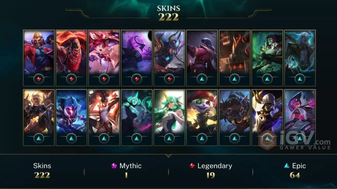 Europe West Spirit Guard Udyr - Pulsefire Ezreal - DJ Sona - Lv 174 | 171 Champs | 222 Skins FULL ACCESS A673
