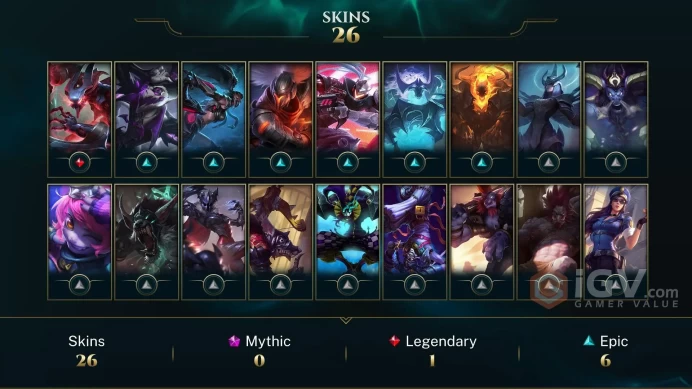Europe West Judgment Kayle - Eternum Nocturne - Death Sworn Zed - Lv 52 | 71 Champs | 27 Skins FULL ACCESS A12