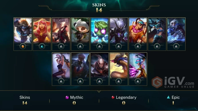 Europe West Pulsefire Ezreal - Pajama Guardian Lux - Vancouver Amumu - Lv 36 | 49 Champs | 14 Skins FULL ACCESS A104