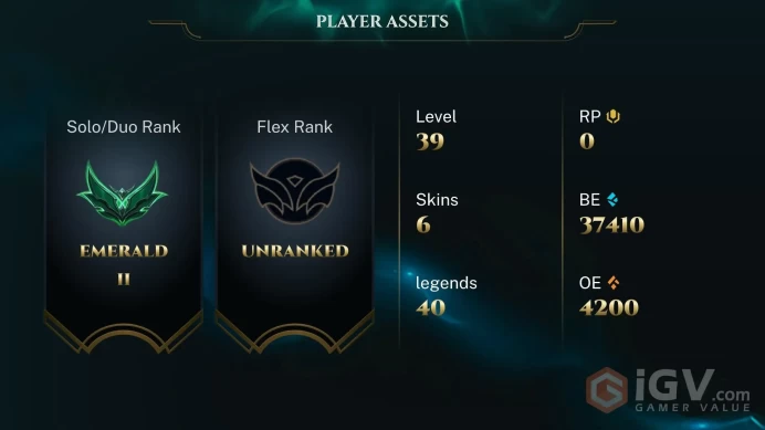[EUW] S2026 - Emerald 2 - 63LP - 58 Winrate - +30/-10 LP Gain - 37K Be - Honor 5 - Instant Delivery