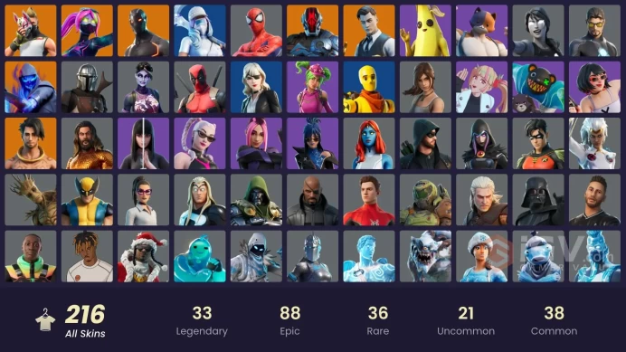 [PC/PSN/XBOX/Nintendo]  216 skins F/A :  Leviathan Axe | OG STW | Gold Midas | Snake Eyes | Recon Champion | Rogue Agent | Shady Doggo | Hybrid 
