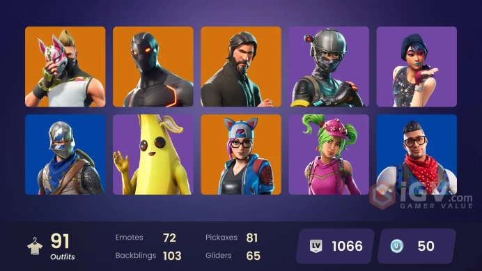 91 skins | The Reaper | Elite Agent | Take The L | Floss | Blue Squire | Royale Knight | Omega | Reaper | Ride The Pony | Snowflake