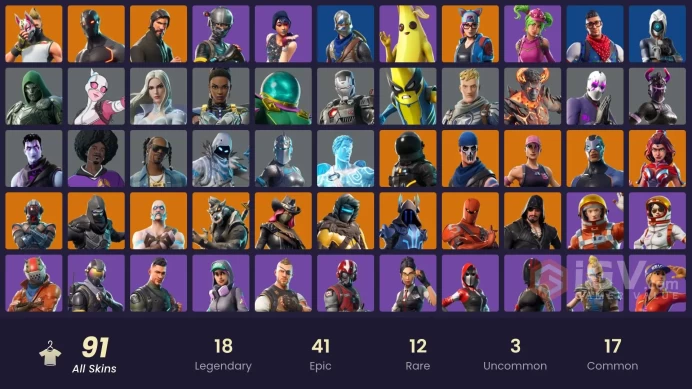 91 skins | The Reaper | Elite Agent | Take The L | Floss | Blue Squire | Royale Knight | Omega | Reaper | Ride The Pony | Snowflake