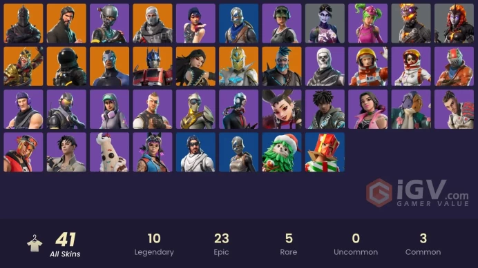 41 skins | Black Knight | The Reaper | Elite Agent | Take The L | Floss | Blue Squire | Royale Knight | Havoc | Trailblazer | Reaper