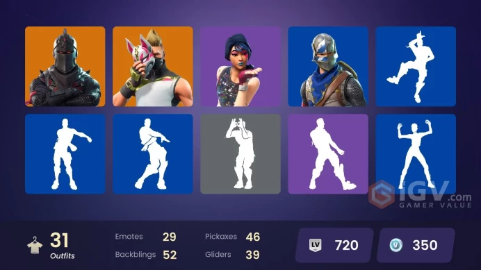 31 skins | Black Knight | Take The L | Floss | Blue Squire | Royale Knight | Ride The Pony | Snowflake | Sparkle Specialist | Rogue Agent