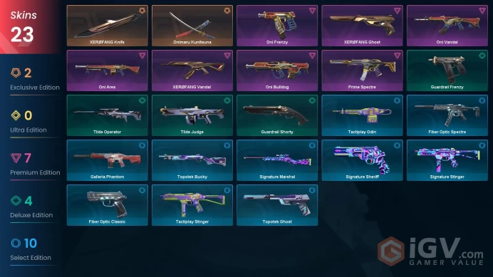 EU / 23 Skins / Oni Vandal / XERØFANG Ghost + Knife + Vandal / Onimaru Kunitsuna / V56