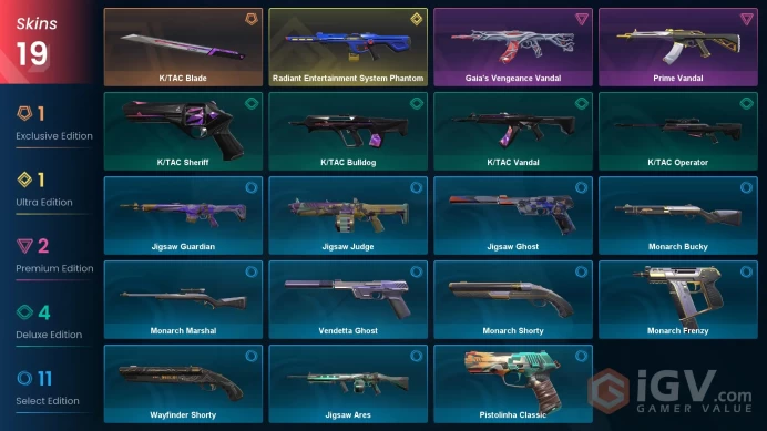 Eu-tr / 20 Skins  (Reaver Vandal , Gaia Vandal , Radiant Entertainment Phantom )