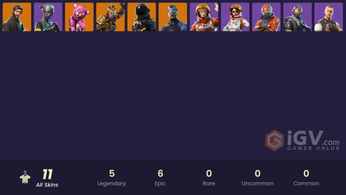 11 skins | The Reaper | Elite Agent | Take The L | Fresh | Rogue Agent | Dark Voyager | Carbide | Cuddle Team Leader | Wukong | Moonwalker