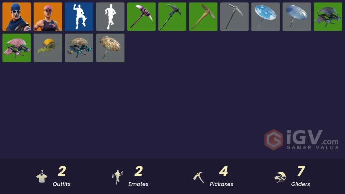 2 skins | Ride The Pony | Snowflake | Pursuit | Skirmish | Clawz Retro | Ol' Woody | Rose Glow | Mean Streak | Founder's Umbrella