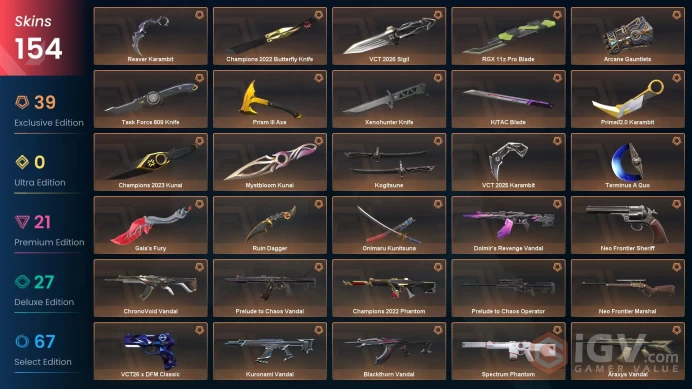 [KOREA] 28 Skins | 4 Knife | Full Acces | Champions 2023 Kunai / Champions 2023 Vandal / Champions 2024 Blade / Champions 2024 Phantom |