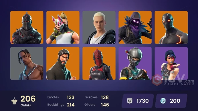 207 skins | OG STW | Black Knight | Sparkle Specialist | The Reaper | Astro Jack | Royale Knight | Elite Agent | Blue Team Leader | Travis Scott