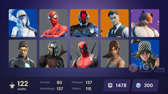 (PC PSN XBOX) 122 skins | Snap | Joey | Midas | Torin | Fade | Predator | Kymera | Ronin | The Origin | The Imagined | Raz | Gear Specialist May